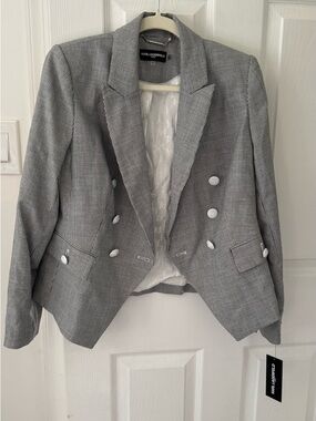 Karl Lagerfeld Women's Gray Pinstriped Double-Breasted Blazer